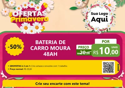 Modelo de Cartaz para Cartaz A4 Horizontal com o tema Ofertas de Primavera para Baterias Elétricas