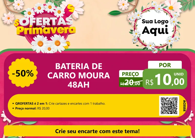 Modelo de Cartaz para Cartaz A4 Horizontal com o tema Ofertas de Primavera para Baterias Elétricas