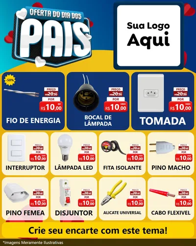 Modelo de Rede Social para Feed Instagram com o tema Oferta Do Dia Dos Pais para Materiais Elétricos