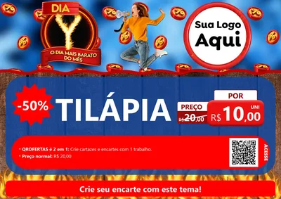 Modelo de Cartaz para Cartaz A4 Horizontal com o tema Dia Y - O Dia Mais Barato Do Mês para Peixaria