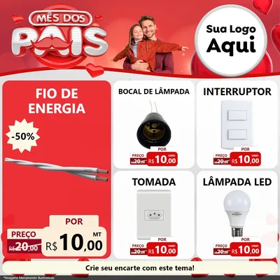 Modelo de Rede Social para Feed Facebook com o tema Mês dos Pais para Materiais Elétricos