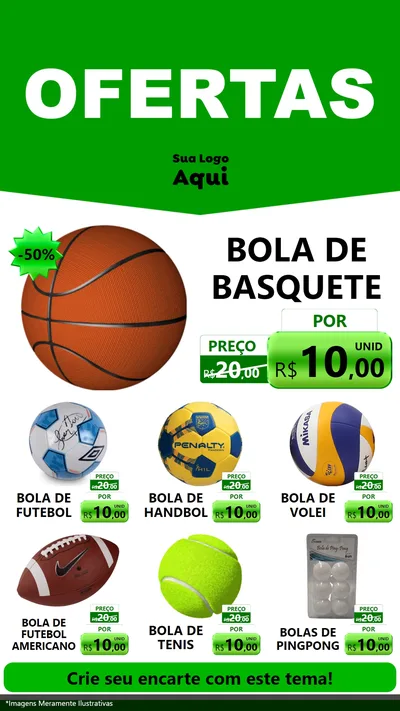 Modelo de Rede Social para Stories com o tema Ofertas Verde Cartaz para Artigos Esportivos