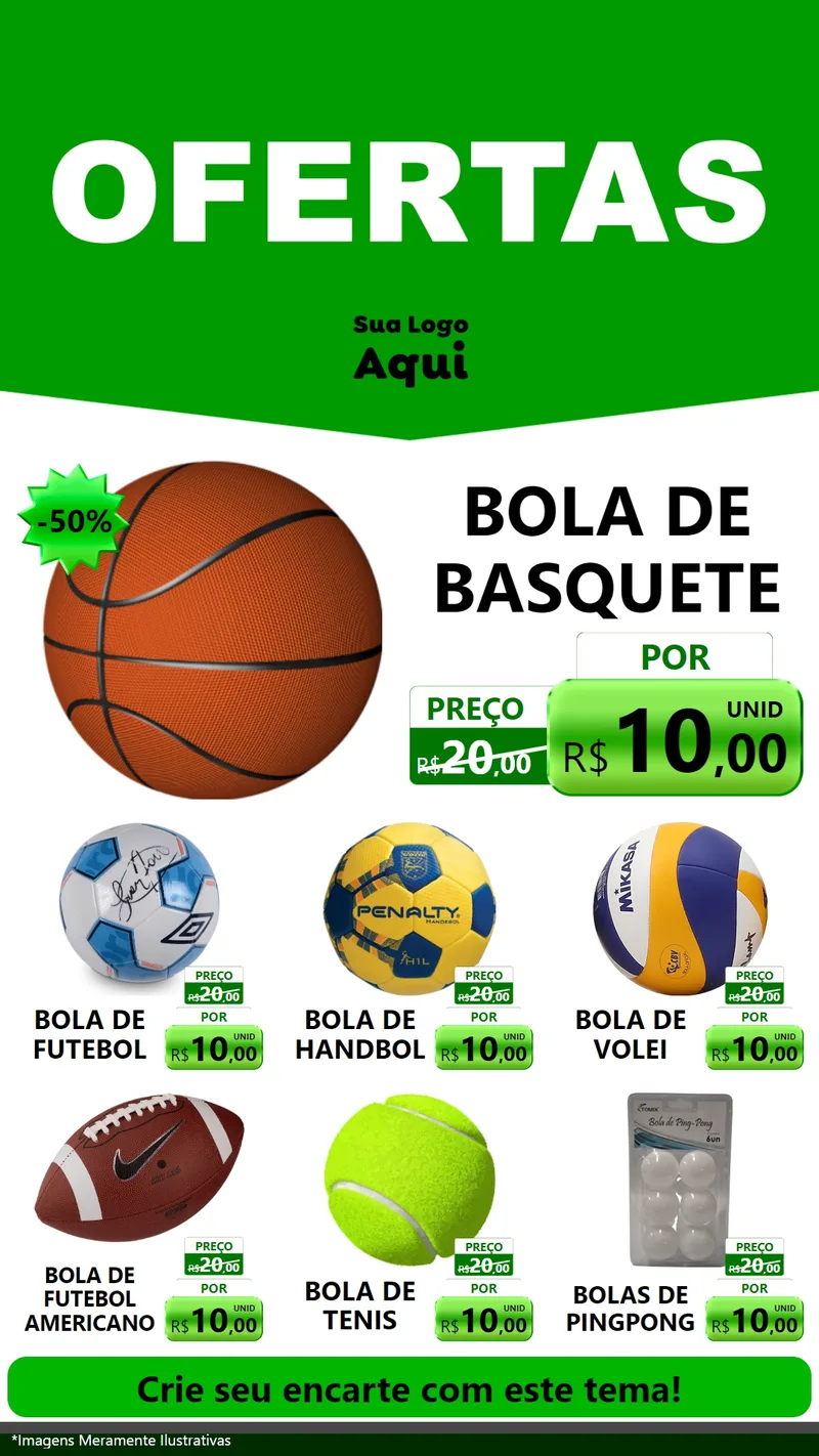 Modelo de Rede Social para Stories com o tema Ofertas Verde Cartaz para Artigos Esportivos