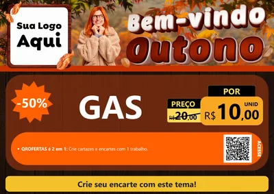 Modelo de Cartaz para Cartaz A4 Horizontal com o tema Bem-vindo Outono para Água e gás