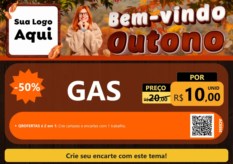 Modelo de Cartaz para Cartaz A4 Horizontal com o tema Bem-vindo Outono para Água e gás