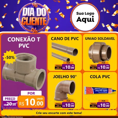 Modelo de Rede Social para Feed Facebook com o tema Dia do Cliente para Tubos e conexões