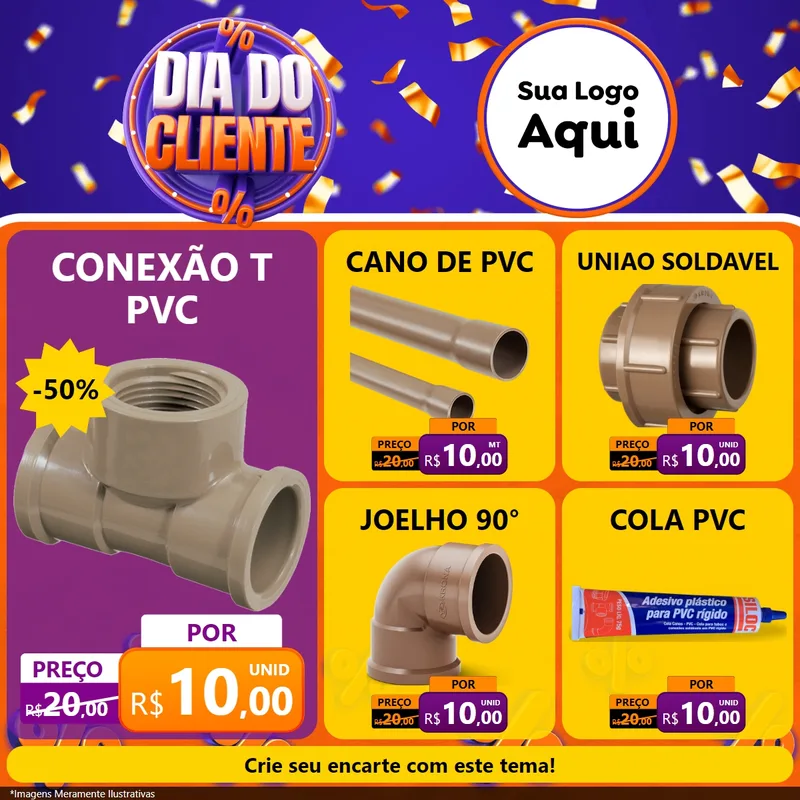 Modelo de Rede Social para Feed Facebook com o tema Dia do Cliente para Tubos e conexões