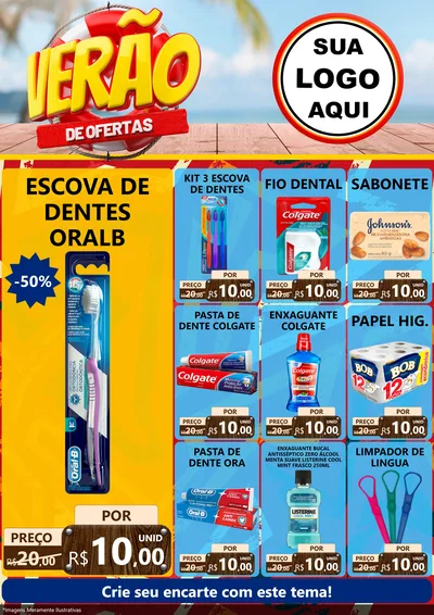 Modelo de Encarte para Encarte A4 Vertical com o tema Verão de Ofertas para Higiene Pessoal