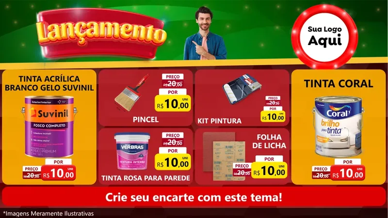 Modelo de TV para TV Horizontal com o tema Lançamento para Tintas e Ferramentas