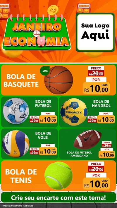 Modelo de TV para TV Vertical com o tema Janeiro da Economia para Artigos Esportivos