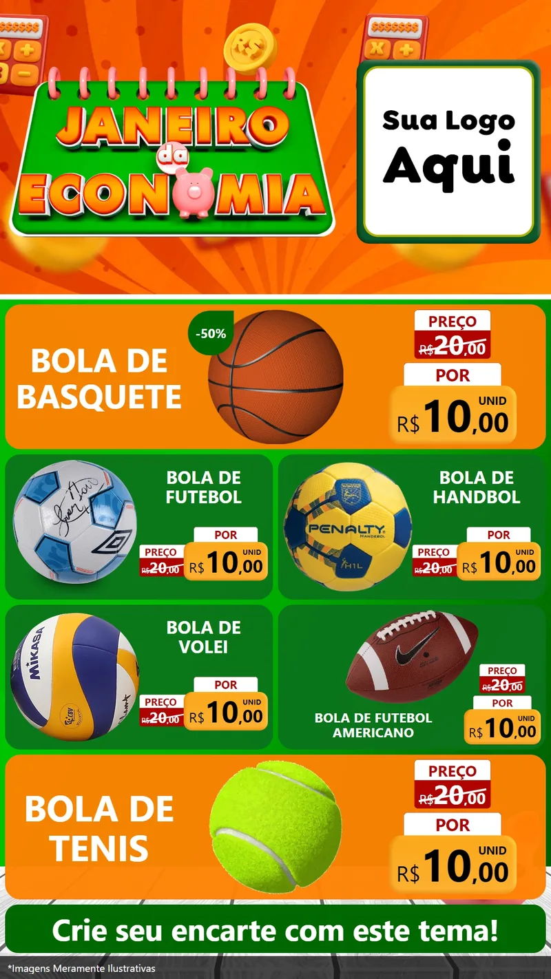 Modelo de TV para TV Vertical com o tema Janeiro da Economia para Artigos Esportivos