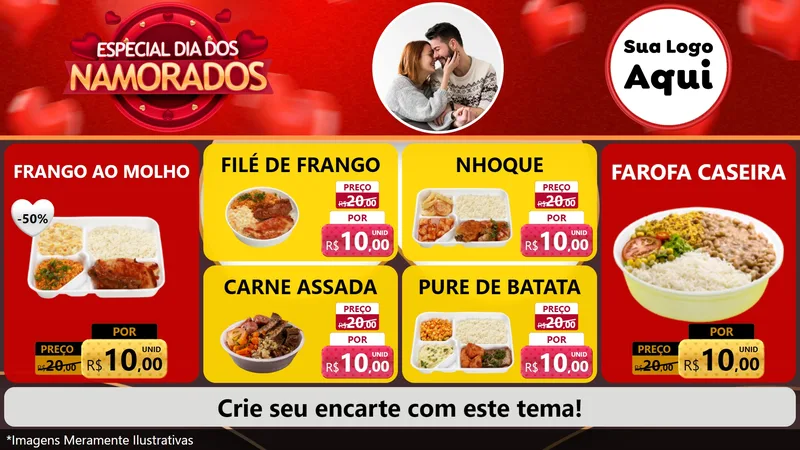 Modelo de TV para TV Horizontal com o tema Especial Dia Dos Namorados para Restaurante