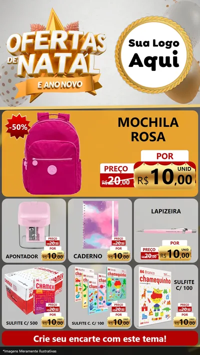 Modelo de Rede Social para Stories com o tema Ofertas De Natal E Ano Novo para Papelaria