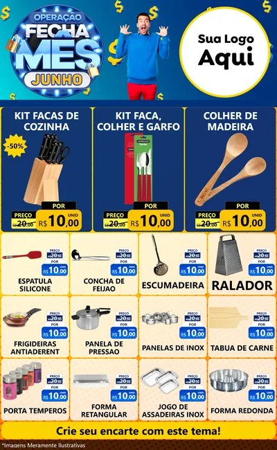 Modelo de Encarte para Encarte Grande com o tema Operação Fecha Mês, Junho para Utilidades Domésticas