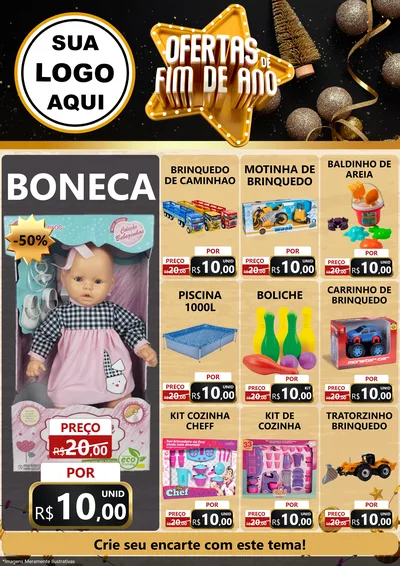 Modelo de Encarte para Encarte A4 Vertical com o tema Ofertas de Fim de Ano para Brinquedos