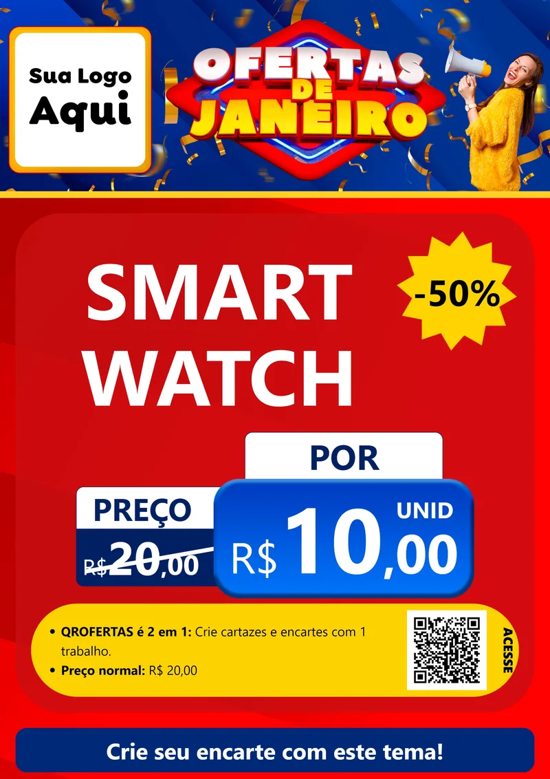 Modelo de Cartaz para Cartaz A4 Vertical com o tema Ofertas de Janeiro para Informática