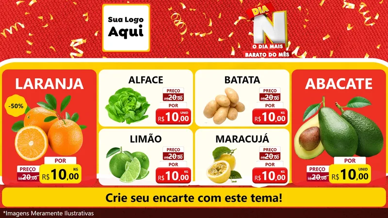 Modelo de TV para TV Horizontal com o tema Dia N o Dia Mais Barato do Mês para Hortifrúti