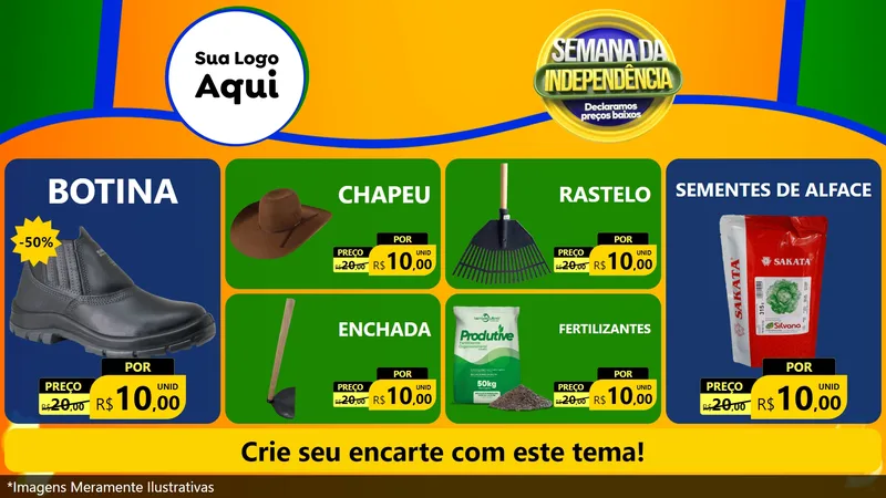 Modelo de TV para TV Horizontal com o tema Semana da Independência Declaramos Preços Baixos para Agropecuária