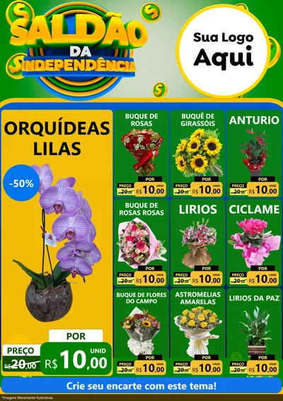 Modelo de Encarte para Encarte A4 Vertical com o tema Saldão da Indepêndencia para Floricultura e jardim