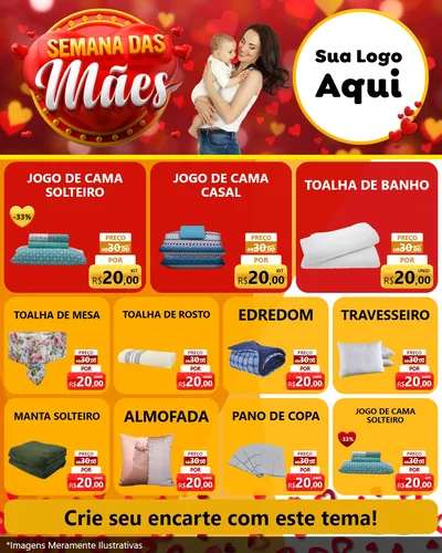 Modelo de Rede Social para Feed Instagram com o tema Semana das Mães para Cama, Mesa e Banho