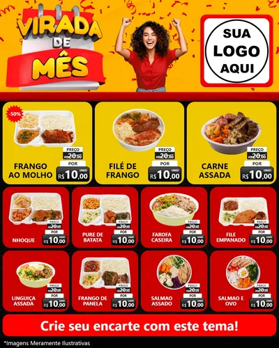 Modelo de Rede Social para Feed Instagram com o tema Virada de Mês para Restaurante