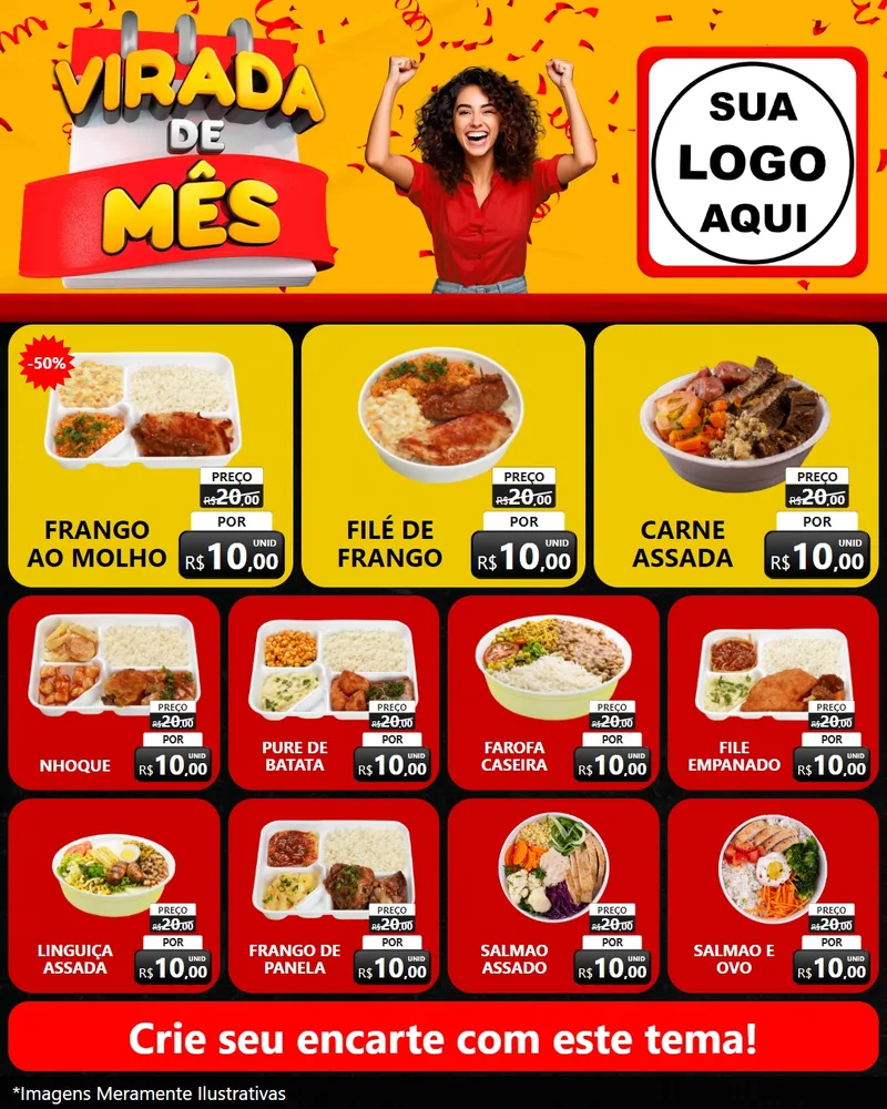 Modelo de Rede Social para Feed Instagram com o tema Virada de Mês para Restaurante