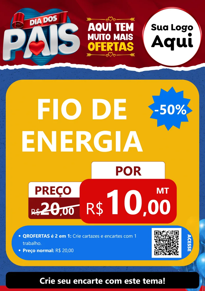 Modelo de Cartaz para Cartaz A4 Vertical com o tema Dia dos Pais para Materiais Elétricos