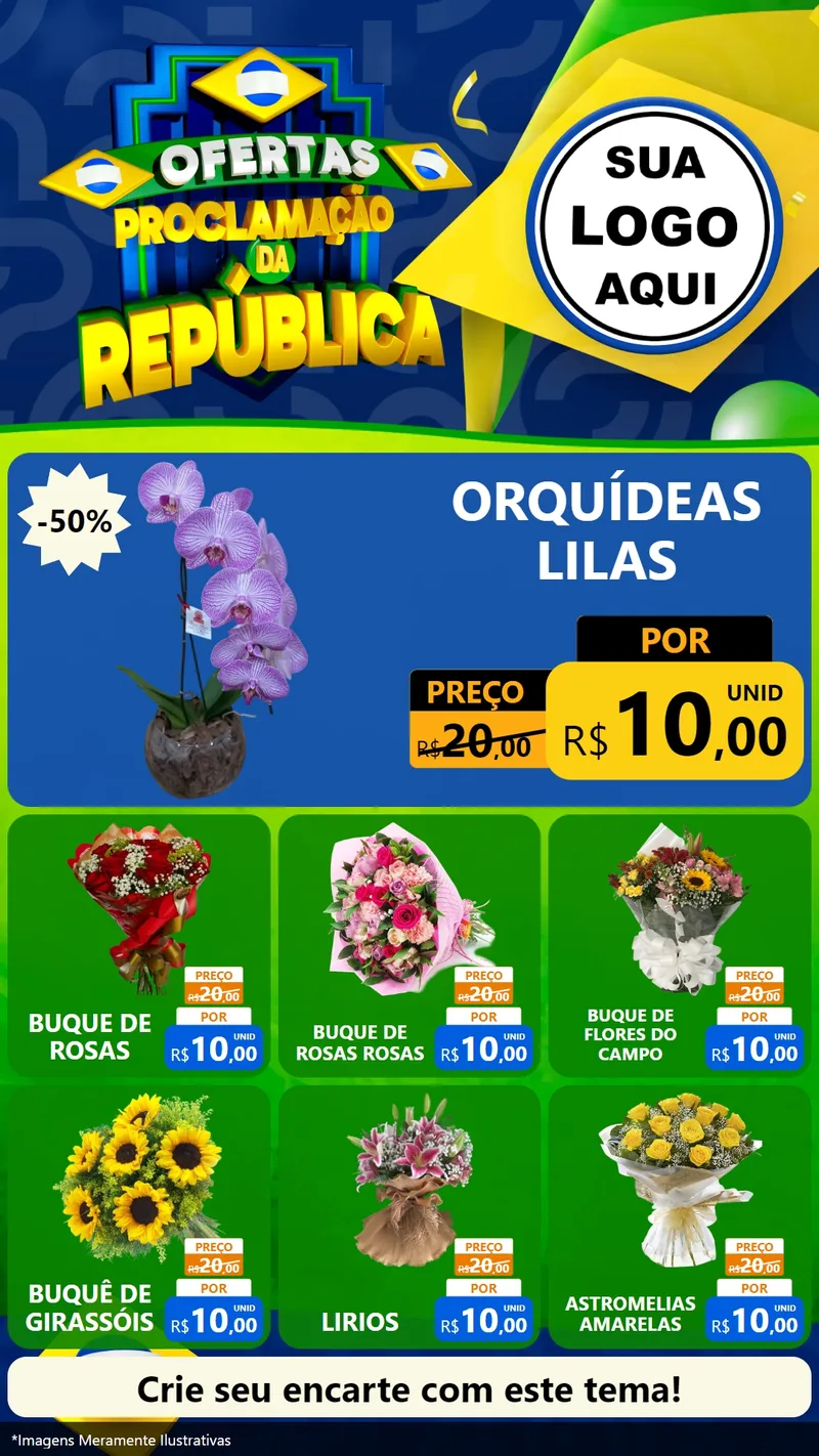 Modelo de Rede Social para Stories com o tema Ofertas Proclamação da República para Floricultura e jardim