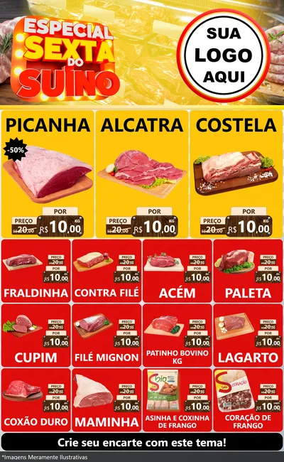 Modelo de Encarte para Encarte Grande com o tema Especial Sexta do Suíno para Açougue