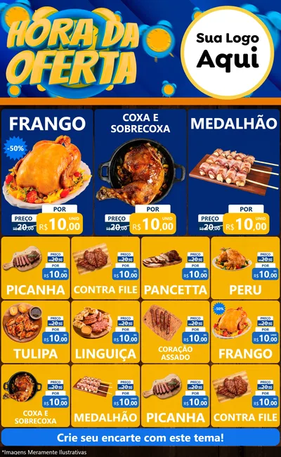 Modelo de Encarte para Encarte Grande com o tema Hora da Oferta para Assados