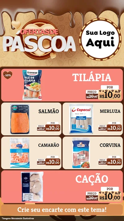 Modelo de TV para TV Vertical com o tema Ofertas de Páscoa para Peixaria