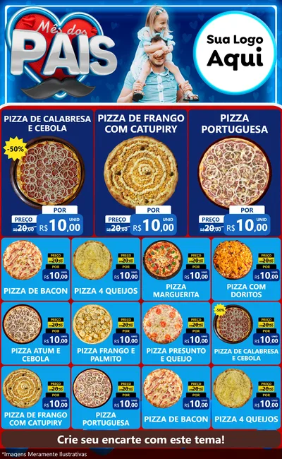 Modelo de Encarte para Encarte Grande com o tema Mês Dos Pais para Pizzaria