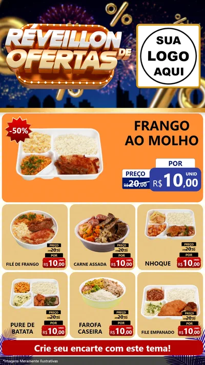 Modelo de Rede Social para Stories com o tema Réveillon de Ofertas para Restaurante