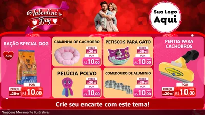 Modelo de TV para TV Horizontal com o tema Valentine's Day para Pet Shop