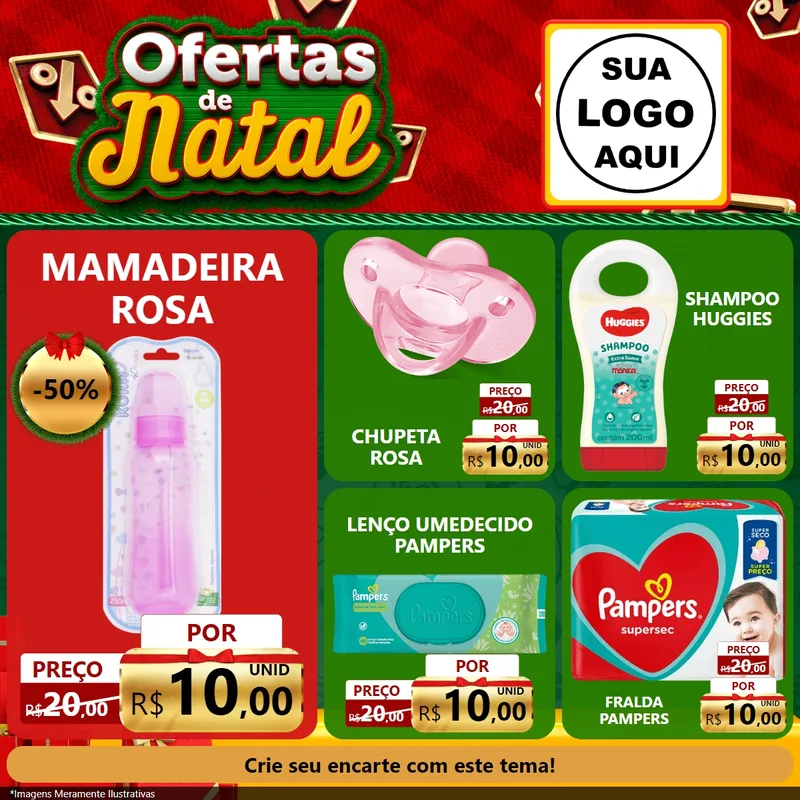 Modelo de Rede Social para Feed Facebook com o tema Ofertas de Natal para Bebês