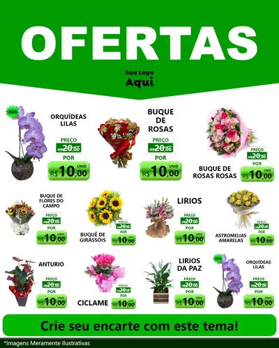 Modelo de Rede Social para Feed Instagram com o tema Ofertas Verde Cartaz para Floricultura e jardim