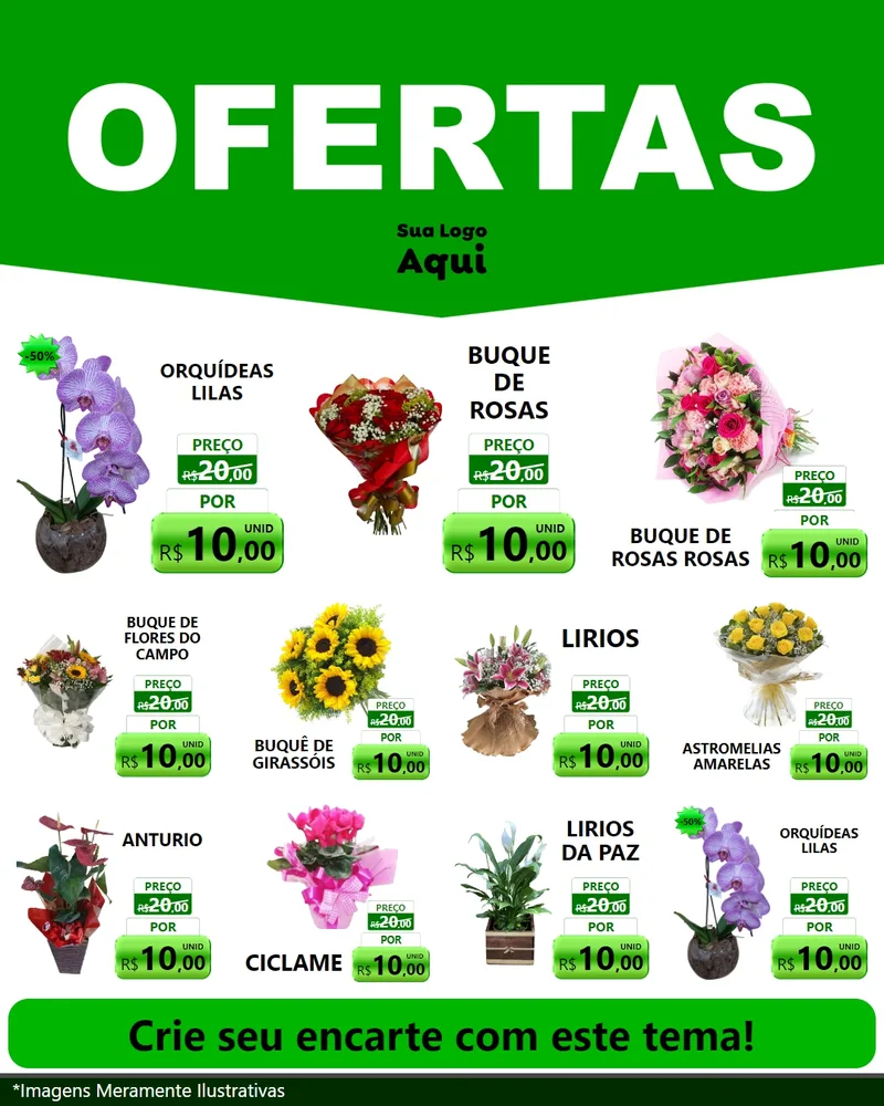 Modelo de Rede Social para Feed Instagram com o tema Ofertas Verde Cartaz para Floricultura e jardim