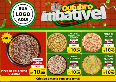 Modelo de Encarte para Encarte A4 Horizontal com o tema Outubro Imbatível para Pizzaria