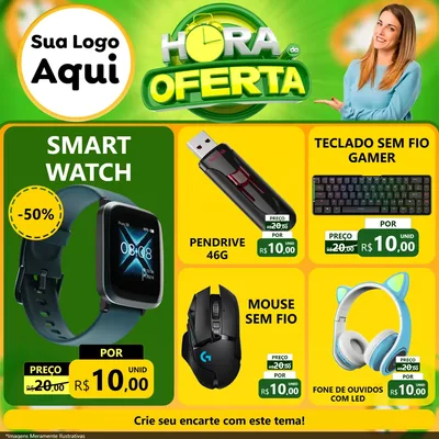 Modelo de Rede Social para Feed Facebook com o tema Hora da Oferta para Informática