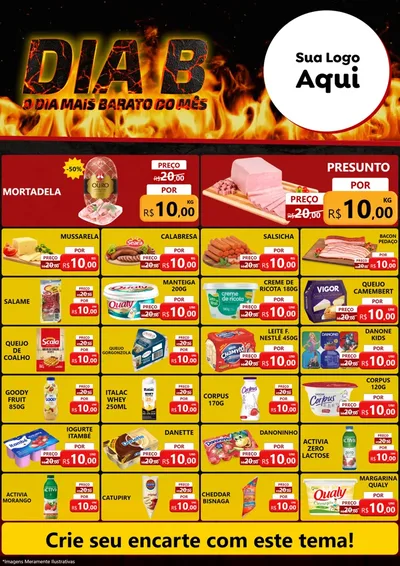 Modelo de Encarte para Encarte A4 Vertical com o tema Dia B para Frios e Laticínios