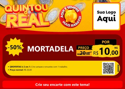 Modelo de Cartaz para Cartaz A4 Horizontal com o tema Quintou do Real para Frios e Laticínios