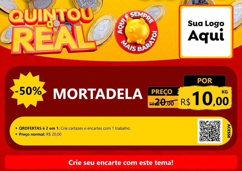 Modelo de Cartaz para Cartaz A4 Horizontal com o tema Quintou do Real para Frios e Laticínios