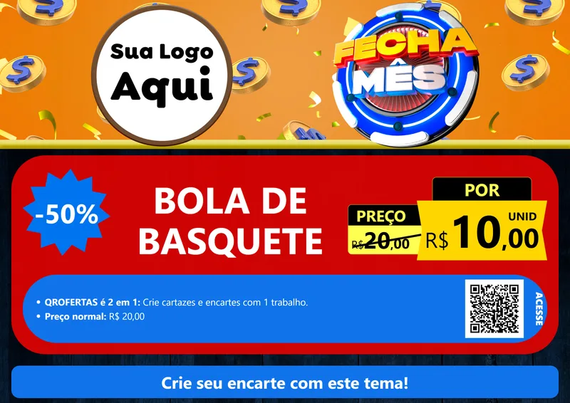 Modelo de Cartaz para Cartaz A4 Horizontal com o tema Fecha Mês para Artigos Esportivos
