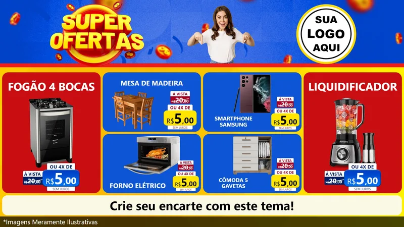 Modelo de TV para TV Horizontal com o tema Super Ofertas para Móveis e Eletro