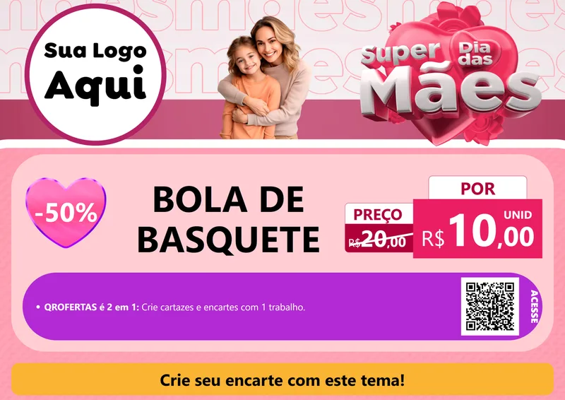 Modelo de Cartaz para Cartaz A4 Horizontal com o tema Super Dia Das Mães para Artigos Esportivos