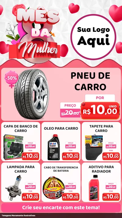 Modelo de Rede Social para Stories com o tema Mês da Mulher para Auto peças