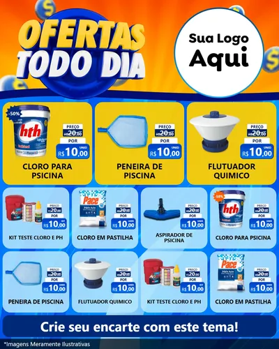 Modelo de Rede Social para Feed Instagram com o tema Ofertas Todo Dia para Produtos para Piscina