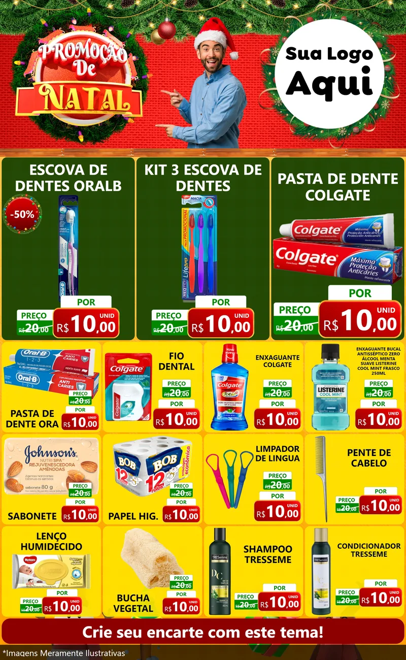 Modelo de Encarte para Encarte Grande com o tema Promoção de Natal para Higiene Pessoal