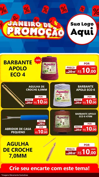 Modelo de TV para TV Vertical com o tema Janeiro de Promoção para Armarinho e Aviamentos
