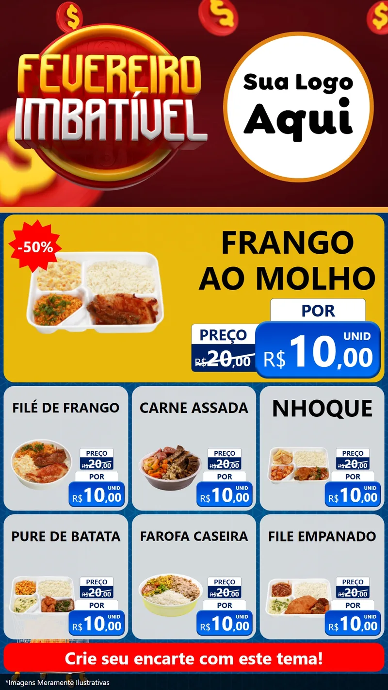 Modelo de Rede Social para Stories com o tema Fevereiro Imbatível para Restaurante